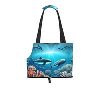 Sac à bandoulière imprimé baleines sous la mer, spécialement conçu pour les petits chiens et chats, bandoulière multifonction et sac à main