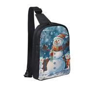 Sac à bandoulière imprimé bonhomme de neige d'hiver pour homme et femme, sac à dos à bandoulière imperméable pour coureur, entraînement, randonnée, cyclisme, voyage, Noir , Taille unique, Sac à dos