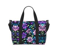 Sac à bandoulière imprimé camélia violet, adapté pour les voyages d'affaires, le fitness et les voyages.