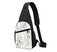 Sac à bandoulière imprimé camouflage jaune et vert pour femme et homme, sac de poitrine décontracté pour voyage, randonnée, course à pied, Roses bleues à motif floral, One Size, Sac à dos de