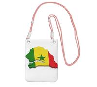 Sac à bandoulière imprimé carte drapeau du Sénégal pour femme, mini sac à main pour téléphone, joli portefeuille pour téléphone, cadeau de randonnée, voyage, rose, Taille unique