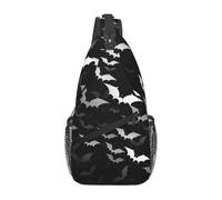 Sac à bandoulière imprimé chauves-souris volantes d'Halloween pour homme et femme - Sac à bandoulière léger pour l'école, la randonnée, le cyclisme, les voyages, Noir , Taille unique, Sac à dos de