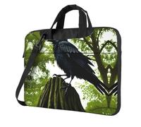 Sac à bandoulière imprimé corbeaux sur l'arbre pour ordinateur portable facile à utiliser lors de vos voyages d'affaires, Noir/blanc, 14 inch