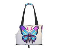 Sac à bandoulière imprimé Cyber Butterfly pour animal domestique - Design pliable, petit sac de voyage pour chat et chien