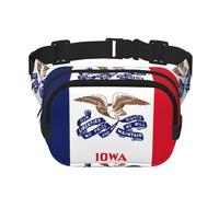 Sac à bandoulière imprimé drapeau de l'État de l'Iowa, sac banane de randonnée, sac à bandoulière carré double couche pour voyage et fitness