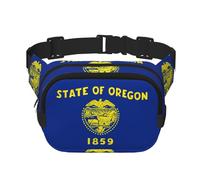 Sac à bandoulière imprimé drapeau de l'État de l'Oregon - Sac banane de randonnée - Carré double couche - Sac à bandoulière de voyage et de fitness