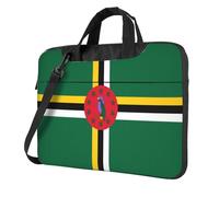 Sac à bandoulière imprimé drapeau du Commonwealth de la Dominique pour ordinateur portable facile à utiliser lors de vos voyages d'affaires, Noir/blanc, 15.6 inch