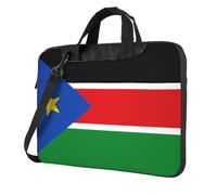 Sac à bandoulière imprimé drapeau du Soudan du Sud pour ordinateur portable, facile à utiliser lors de vos voyages d'affaires, Noir/blanc, 13 inch