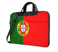Sac à bandoulière imprimé drapeau portugais pour ordinateur portable facile à utiliser lors de vos voyages d'affaires, Noir/blanc, 15.6 inch