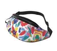 Sac à bandoulière imprimé floral abstrait tendance - Unisexe - Aquarelle - Taille réglable - Sac banane pour touristes - Sac léger et résistant au vol pour la visite touristique - 14 x 35 cm, a30