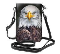 Sac à bandoulière imprimé Head Eagle blanc, portefeuille en cuir à rabat, bandoulière amovible, adapté pour les voyages et le camping.