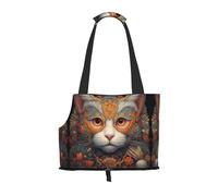 Sac à bandoulière imprimé œil de chat gros plan pour animal de compagnie - Design pliable, petit sac de voyage pour chat et chien