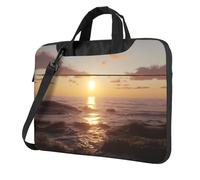 Sac à bandoulière imprimé léger au niveau de la mer pour ordinateur portable facile à utiliser lors de vos voyages d'affaires, Noir/blanc, 13 inch
