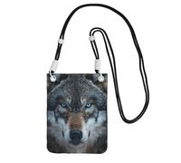 Sac à bandoulière imprimé loup aux yeux bleus pour femme, sac à bandoulière, mini sac de voyage, sac de sport, sac de téléphone, portefeuille de téléphone, noir, Taille unique