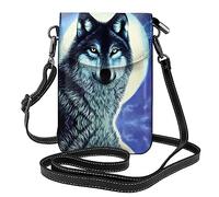 Sac à bandoulière imprimé loup sous la lune pour femme, parfait pour les voyages et le shopping
