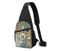 Sac à bandoulière imprimé notes de musique léger et réglable pour homme, femme, enfant, Noir , Taille unique, Sac à dos de