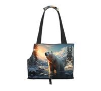 Sac à bandoulière imprimé ours polaire en hiver pour les sorties - Sac à bandoulière double usage pour petit chien et chat