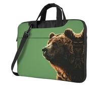Sac à bandoulière imprimé ours regardant de loin pour ordinateur portable facile à utiliser lors de vos voyages d'affaires, Noir, 14 inch