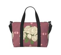 Sac à bandoulière imprimé rose d'amour blanche, adapté pour les voyages d'affaires, le fitness et les voyages.