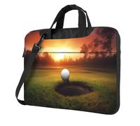 Sac à bandoulière imprimé sport au coucher du soleil pour ordinateur portable, triple couche de protection, résistant aux chocs, pour homme et femme, Noir , 15.6 inch