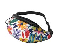 Sac à bandoulière imprimé tendance aquarelle abstraite, feuilles florales, unisexe, sac banane réglable, sac banane pour cyclistes - Sac facile d'accès pour clés, cartes et gels énergétiques, 14 x 35