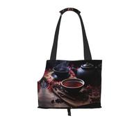 Sac à bandoulière imprimé thé noir pour petits chiens et chats, shopping et voyage, sac double usage