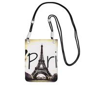 Sac à bandoulière imprimé Tour Eiffel Love Paris pour femme, mini porte-monnaie pour téléphone, joli portefeuille pour téléphone, cadeau de randonnée, voyage, Noir , Taille unique