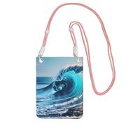 Sac à bandoulière imprimé vague de mer océan pour femme, sac à bandoulière, mini sac de voyage, sac pour téléphone, portefeuille de téléphone, rose, Taille unique