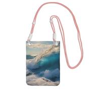 Sac à bandoulière imprimé vague de mer océan pour femme, sac à bandoulière, mini sac de voyage, sac pour téléphone, portefeuille de téléphone, rose, Taille unique