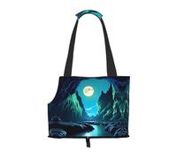Sac à bandoulière imprimé Water Moon Cave pour animaux de compagnie, convient pour les petits chiens et chats, sac de courses et de voyage à double usage