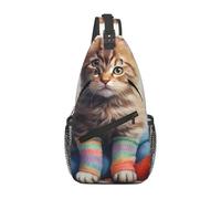 Sac À Bandoulière Imprimés De Chatons Portant Des Chaussettes Bandoulière Sac Moderne Loisir Sling Épaule Cross Body Bag, Pour Voyage, Excursion, Camping, Outdoor