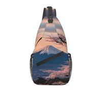 Sac à bandoulière japonais Mount Fuji imprimé paysage quotidien, sac à dos à bandoulière, sac de poitrine, sac de jour, pour l'extérieur, les voyages décontractés