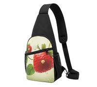 Sac à bandoulière léger avec imprimé fraise vive et réglable pour homme, femme, enfant, Noir , Taille unique, Sac à dos de