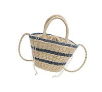 Sac à bandoulière léger et délicat en paille - Grand sac à main pour les femmes qui aiment la nature à la recherche d'un look rétro, Bleu, Bohème
