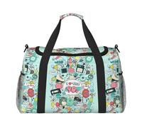 Sac à bandoulière léger et imperméable avec illustration « I Love The 90s » - Grande capacité - Sac de voyage pour effets personnels, Noir , Taille unique