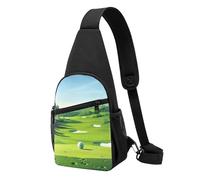 Sac à bandoulière léger et réglable avec imprimé de parcours de golf pour hommes, femmes, enfants, Noir , Taille unique, Sac à dos de