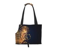 Sac à bandoulière léger et respirant avec note de musique dorée et étoile brillante pour animal domestique 26 x 34 cm
