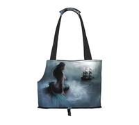 Sac à bandoulière léger et respirant pour animal domestique Motif sirène et bateau pirate 26 x 34 cm