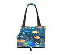 Sac à bandoulière léger et respirant pour petit animal de compagnie, sac à bandoulière bleu WZYCWB avec imprimé monde sous-marin de poissons