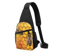 Sac à bandoulière léger imprimé nid d'abeille abeille, sac à dos à bandoulière réglable pour hommes, femmes, enfants, Noir , Taille unique, Sac à dos de