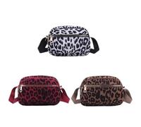 Sac à bandoulière léopard en faux daim avec fermeture éclair pour appareil photo pour femme (noir)