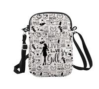 Sac à bandoulière Live Love Golf Team Cadeau joueur de golf Accessoire de golf pour amateur de golf, Live Love Golf Cr EU, 5.91 Inches ×8.27 Inches