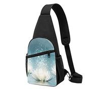 Sac à bandoulière magique de Noël pour homme et femme, sac à dos à bandoulière décontracté, sac à dos à bandoulière gauche ou droite, Fleurs de lotus blanches, Taille unique