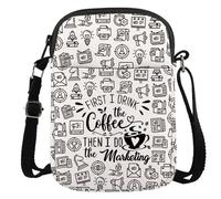 Sac à bandoulière Marketing Team Gift First Drink The Coffee Then Do The Marketing - Cadeau pour les amateurs de café, Marketing Cr UE, 5.91 Inches ×8.27 Inches