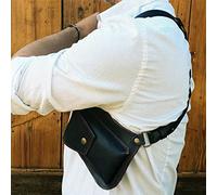 Sac À Bandoulière Masculin Grièvée Mens PU Cuir Steampunk Vintage Vintage Portefeuille Double Pocket Holster Festival Viking Costume De Pirate,Noir
