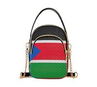 Sac à bandoulière matelassé pour femme avec sangle en chaîne, fermeture éclair, cartable, sac à bandoulière, drapeau du Soudan du Sud