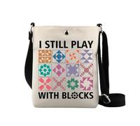 Sac à bandoulière matelassé pour quilters cadeau « I Still Play With Blockks », I Still Play CB2, large