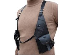 Sac à bandoulière médiéval - Cuir PU - Vintage - Double sac à bandoulière - Poche portefeuille - Réglable dissimulé antivol pour téléphone portable, Noir