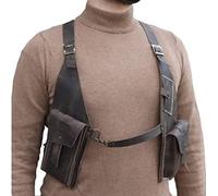 Sac à bandoulière médiéval - Cuir PU - Vintage - Double sac à bandoulière - Poche portefeuille - Réglable dissimulé antivol pour téléphone portable, marron, Taille unique