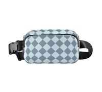 Sac à bandoulière mignon à carreaux américains blanc et bleu pour homme et femme, mini sac à bandoulière avec sangle réglable pour voyage, shopping, course à pied, Plaid américain blanc et bleu,